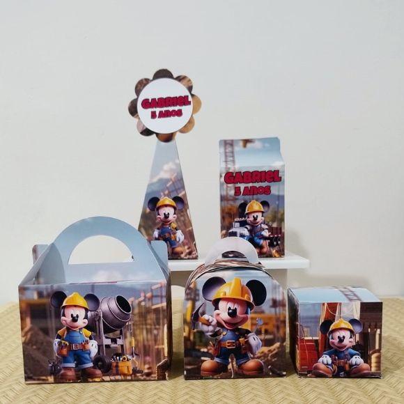 Kit 50 Personalizados Mickey Construtor Pegue e Monte