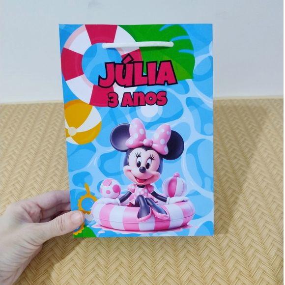 Sacola Pool Party Minnie Personalizada Pegue e Monte