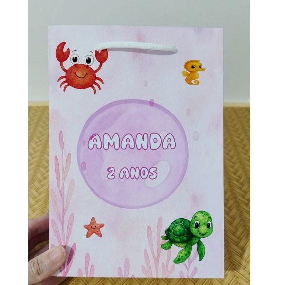 Sacola Fundo do Mar Aquarelado Menina Personalizada