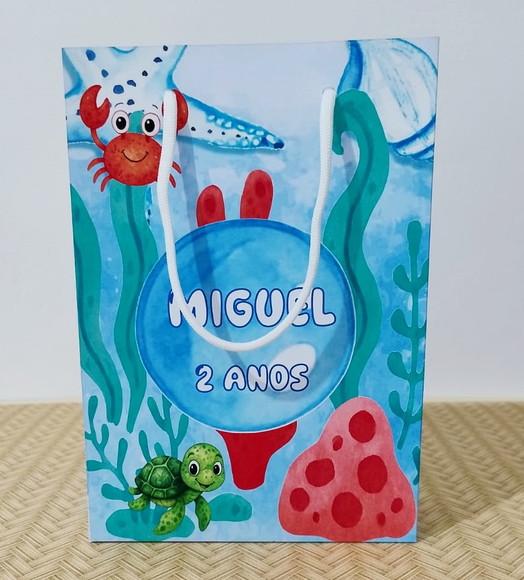 Sacola Fundo do Mar Aquarelado Personalizada Pegue e Monte