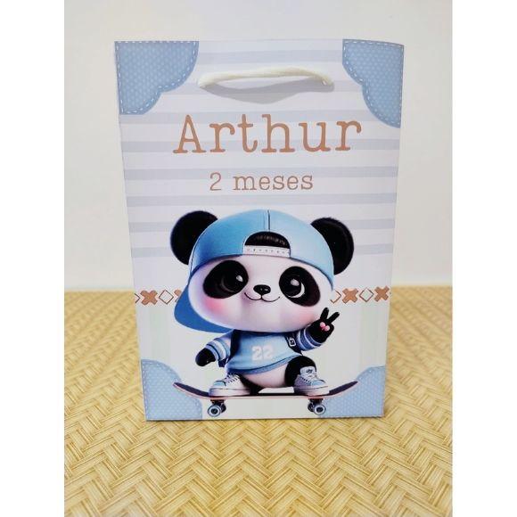 Sacola Personalizada Panda Skatista Pegue e Monte