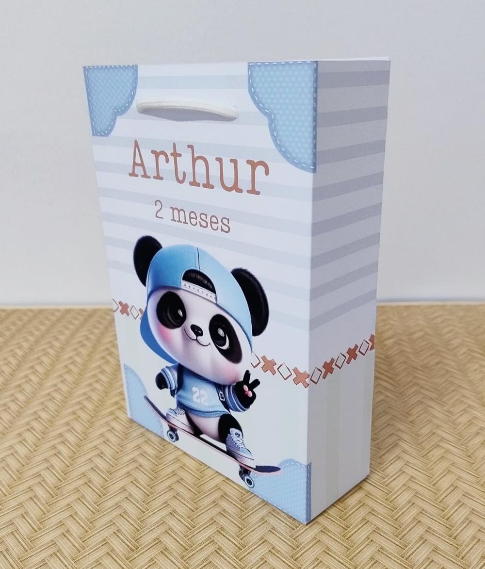 Sacola Personalizada Panda Skatista Pegue e Monte