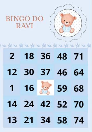 Bingo Personalizado Safari 10 x 7 cm Chá de Bebê Revelação