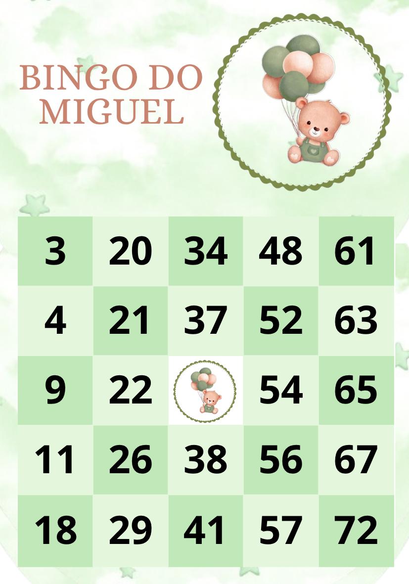 Bingo Personalizado Safari 10 x 7 cm Chá de Bebê Revelação