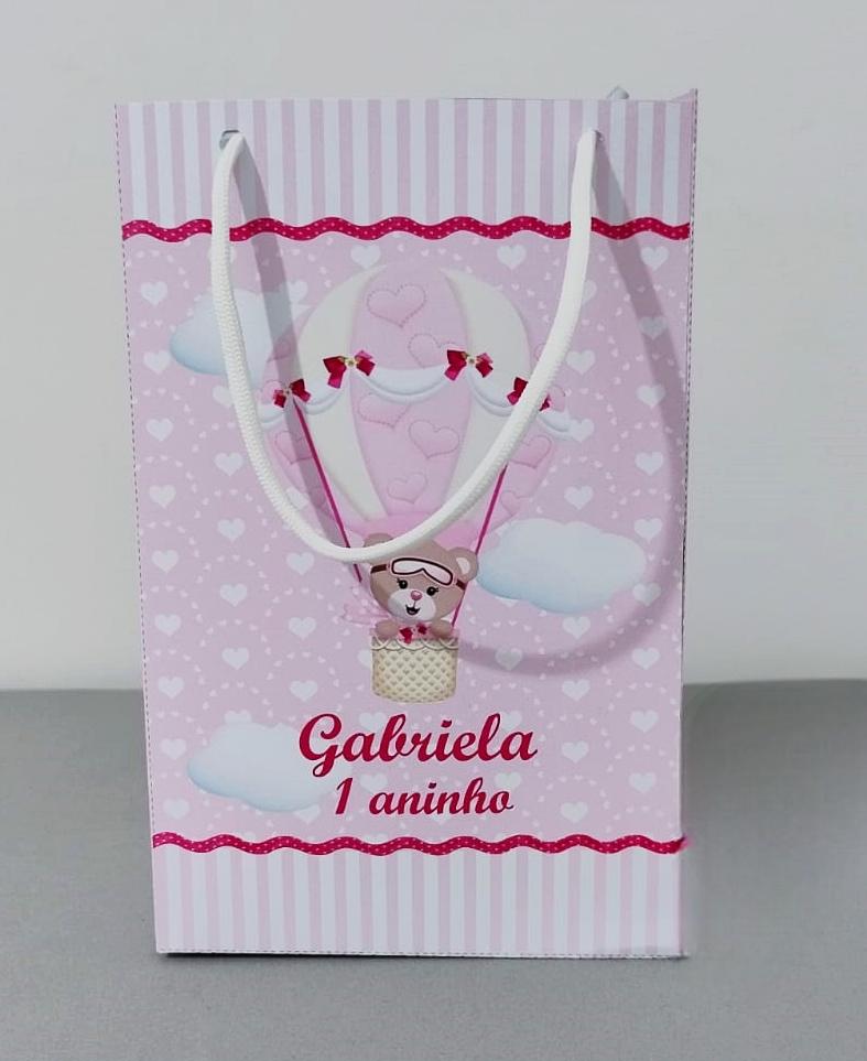 Sacola Personalizada Ursinha Baloeira Pegue e Monte