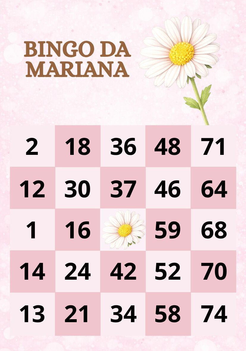 Bingo Chá de Bebê Personalizado com Nome + Lapela Impresso 7x 1