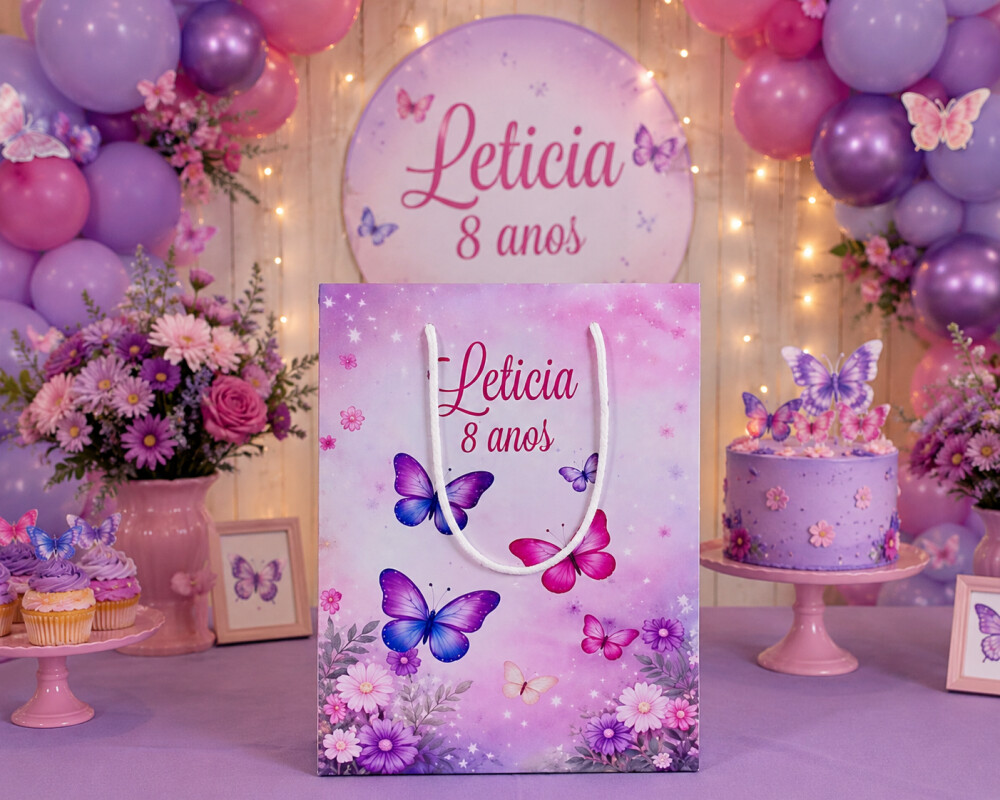 Sacola Borboleta Personalizada Para Festa Pegue e Monte