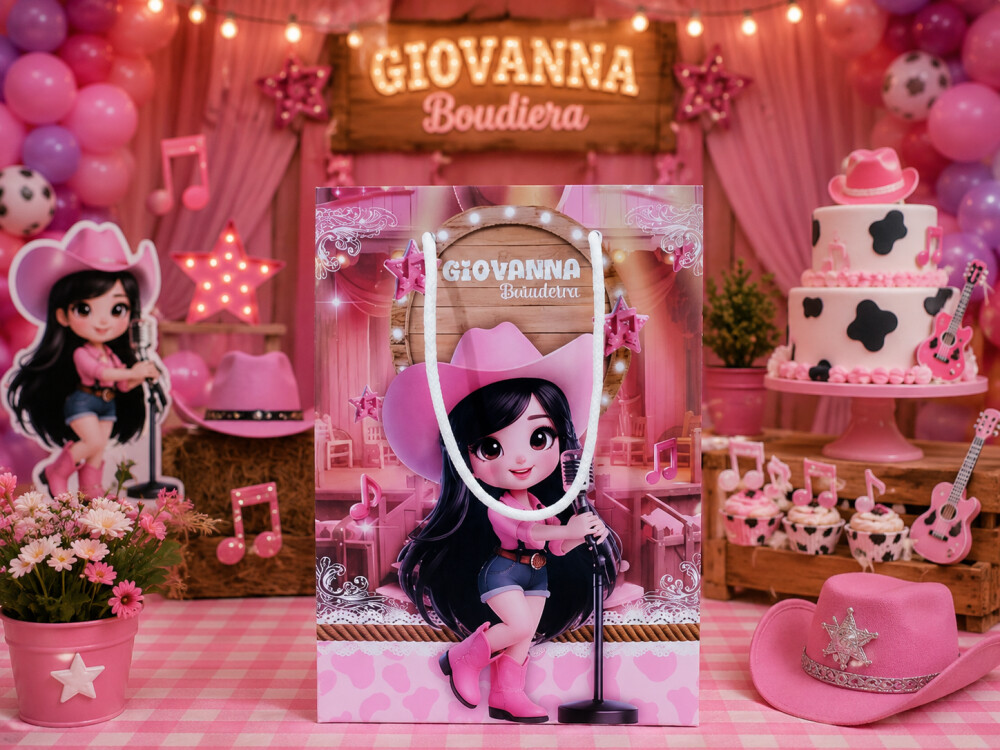 Sacola Personalizada Festa Boiadeira Com Nome Pegue e monte