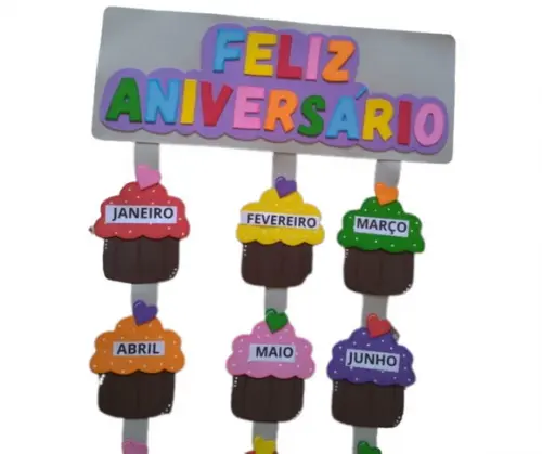 Painel Aniversariante em E.v.a Cupcakes para Sala de Aula