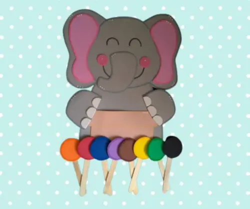 Recurso Pedagógico: Luva Elefante Colorido Eva
