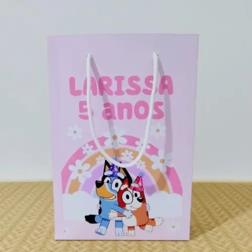 Sacola Bluey Menina Personalizada Pegue e Monte 10/20/30