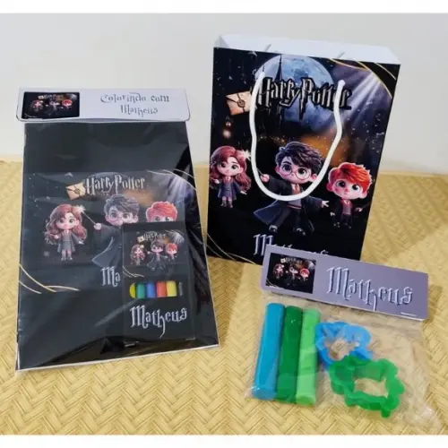 Kit Sacola Personalizada Harry Potter + Massinha + Livro