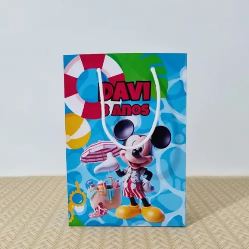Sacola Pool Party Mickey Personalizada Pegue e Monte