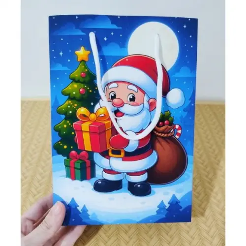 Sacola de Natal Azul Papai Noel Pegue e Monte Lembrancinha