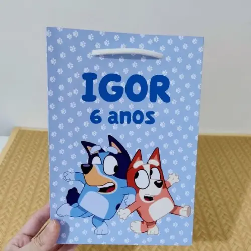 Sacola Bluey Menino Personalizada Pegue e Monte