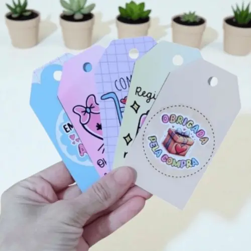 Tags de Agradecimento 5x9 cm com Furo para Clientes e Festas