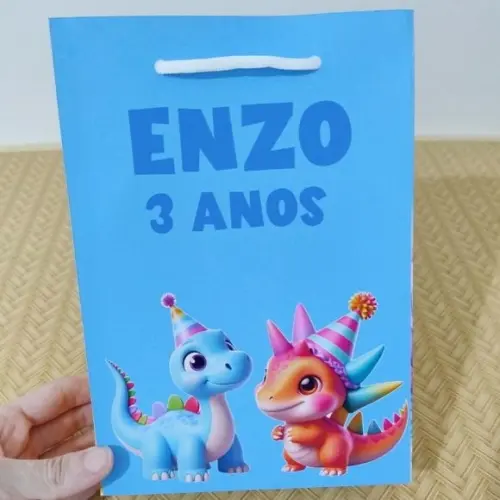 Sacola Festa dos Dinossauros Personalizada Pegue e Monte