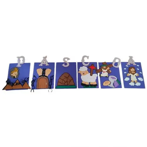 Recurso Bíblico Páscoa em Eva 6 Painéis Educativos 30x49 cm