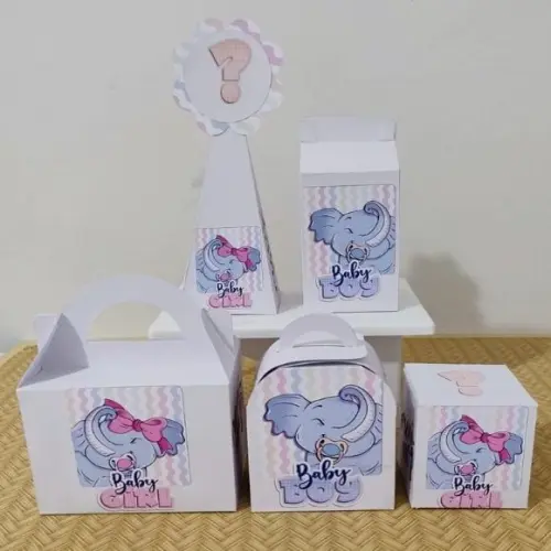 Kit 50 Personalizados Chá Revelação Pegue e Monte