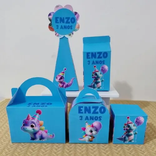 Kit 50 Personalizados Festa dos Dinossauros Pegue e Monte