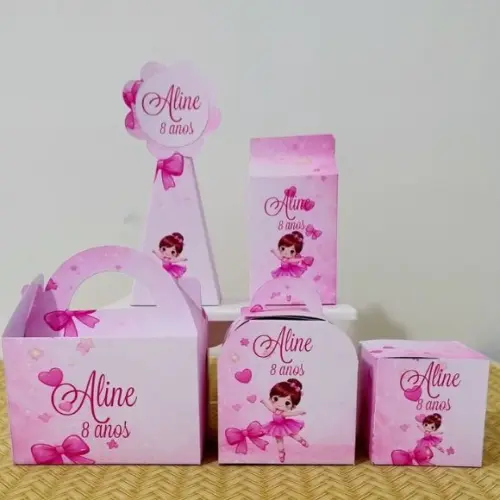 Kit 50 Personalizados Bailarina Pegue e Monte