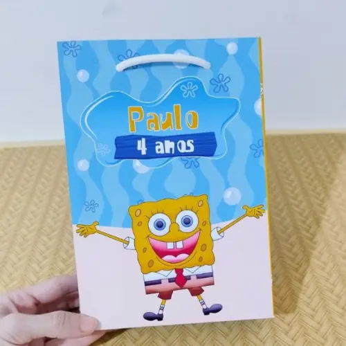 Sacola Bob Esponja Personalizada Pegue e Monte