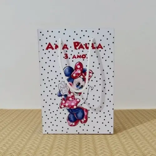 Sacola Minnie Aquarela Personalizada Pegue e Monte