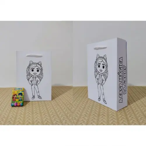 Sacola para Colorir Infantil + 5 Mini Giz de Cera 10/20/30