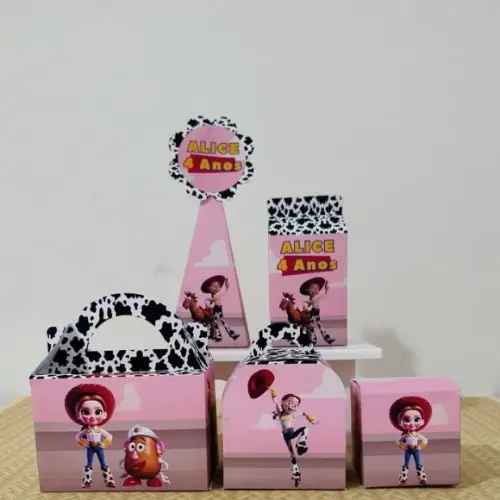 Kit 50 Personalizados Toy Story Menina Pegue e Monte