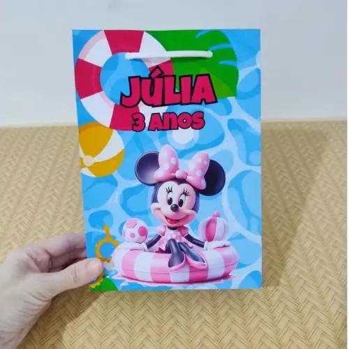 Sacola Pool Party Minnie Personalizada Pegue e Monte