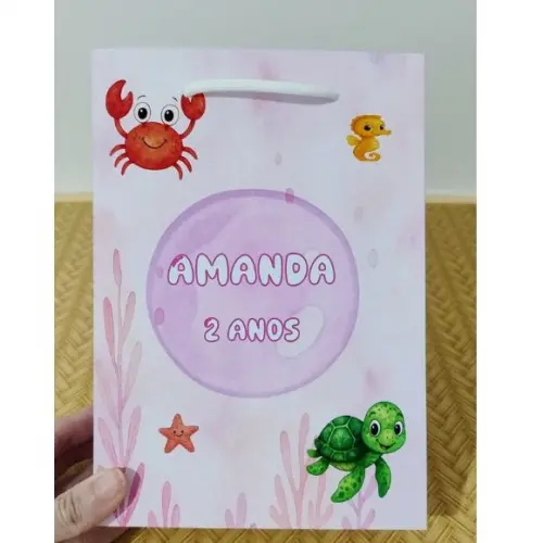Sacola Fundo do Mar Aquarelado Menina Personalizada