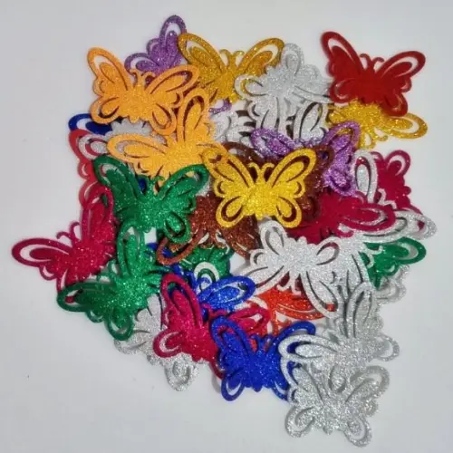 Apliques de Borboletas em Eva Glitter (cores Sortidas)