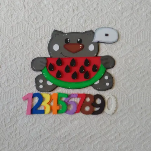 Brinquedo Educativo Artesanal - Contagem com Gatinho Eva
