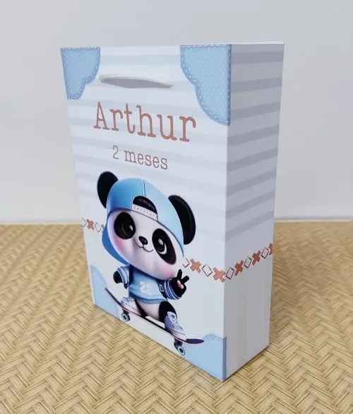 Sacola Personalizada Panda Skatista Pegue e Monte