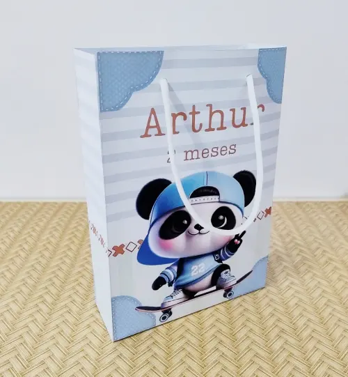 Sacola Personalizada Panda Skatista Pegue e Monte