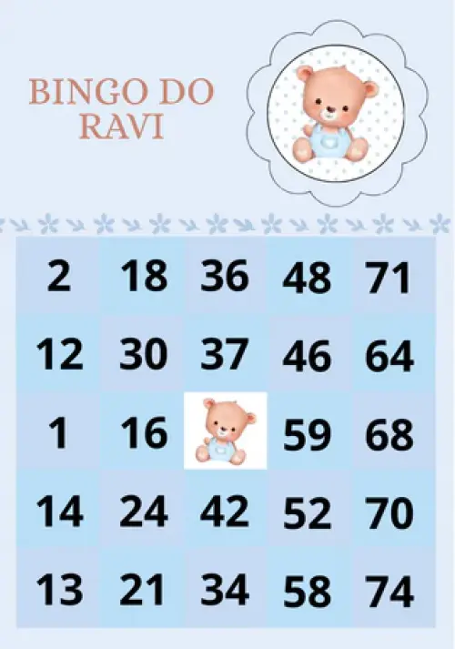 Bingo Personalizado Safari 10 x 7 cm Chá de Bebê Revelação