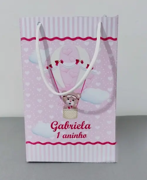 Sacola Personalizada Ursinha Baloeira Pegue e Monte