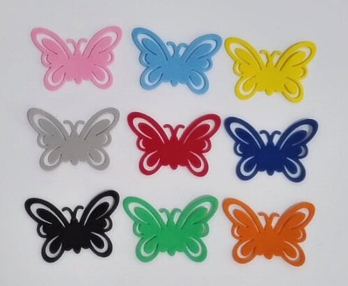 Apliques de Borboletas em Eva sem Glitter (cores Sortidas) 50 uni