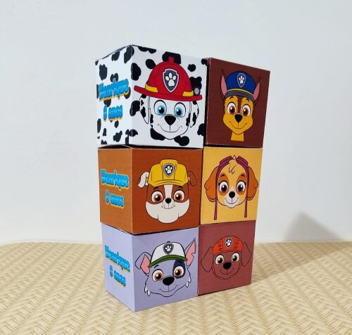 6 Caixas Cubo Patrulha Canina Lembrancinhas para Festa Infantil,