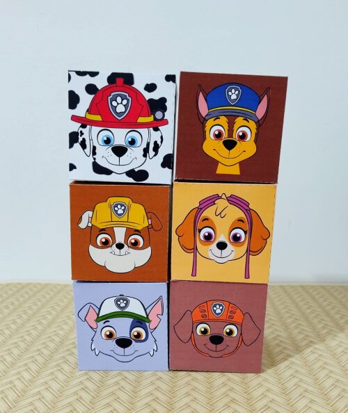 6 Caixas Cubo Patrulha Canina Lembrancinhas para Festa Infantil,