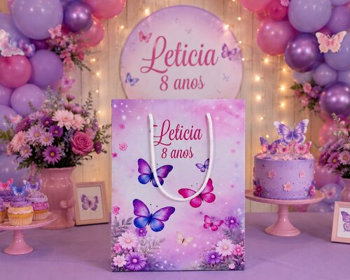 Sacola Borboleta Personalizada Para Festa Pegue e Monte