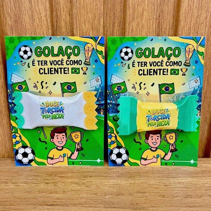 Lembrancinha Cartões + Balas Tema Futebol Copa do Mundo - Golaç