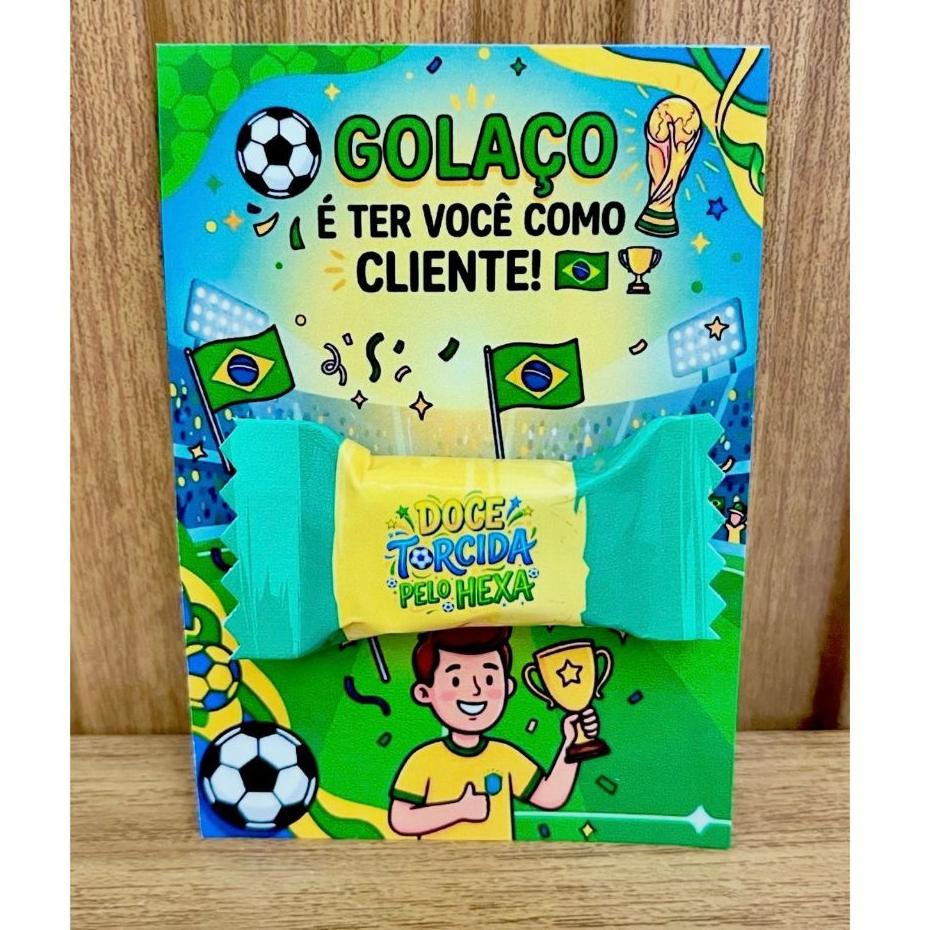 Lembrancinha Cartões + Balas Tema Futebol Copa do Mundo - Golaç