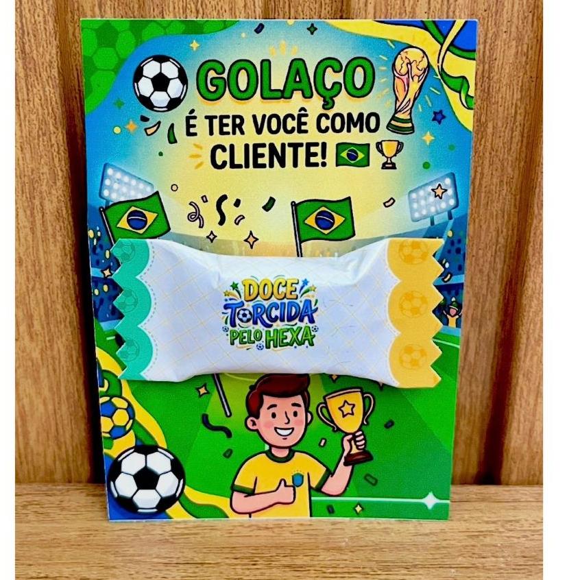 Lembrancinha Cartões + Balas Tema Futebol Copa do Mundo - Golaç