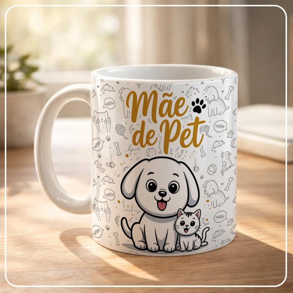 Caneca Porcelana para presente - Mãe de Pet