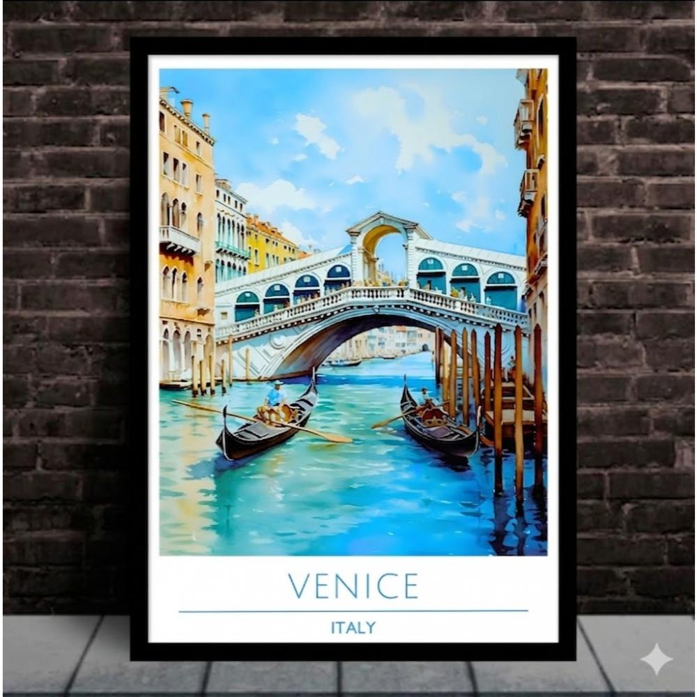 Quadro Placa Decorativa MDF com moldura Cidades Mundo Itália - V