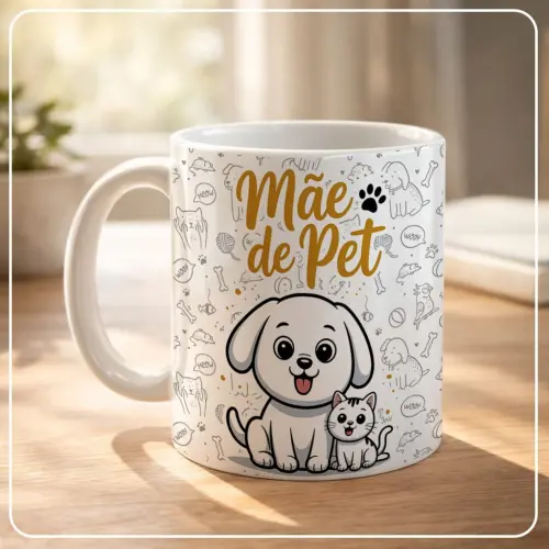 Caneca Porcelana para presente - Mãe de Pet