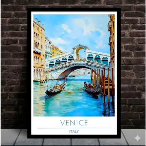 Quadro Placa Decorativa MDF com moldura Cidades Mundo Itália - Veneza