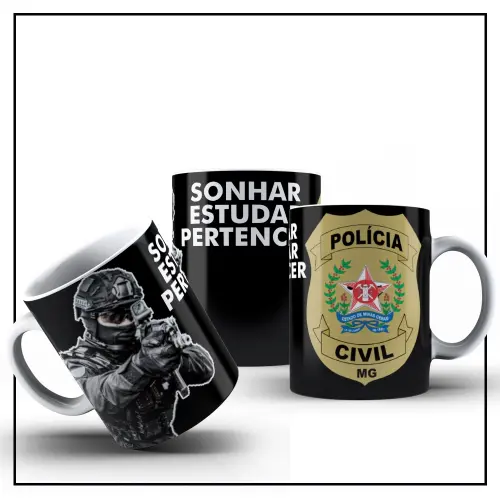 Caneca Porcelana Polícia Civil do Estado de Minas Gerais PCMG