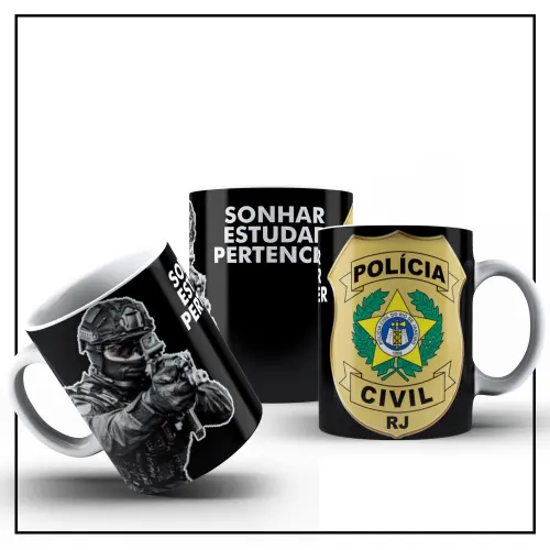 Caneca Porcelana Polícia Civil do Estado do Rio de Janeiro PCRJ